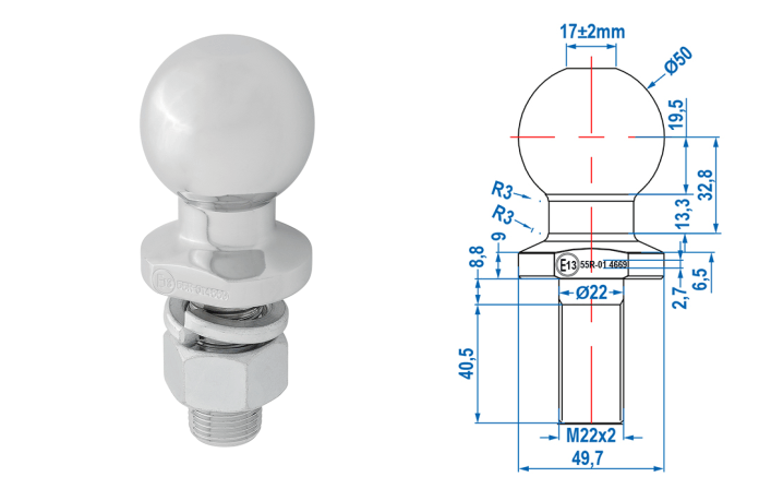 Anhängerkupplungskugel gerade Anhängerkupplungskugel gerade